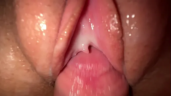 Big Slow motion fuck and cum on creamy pussy warm Tube