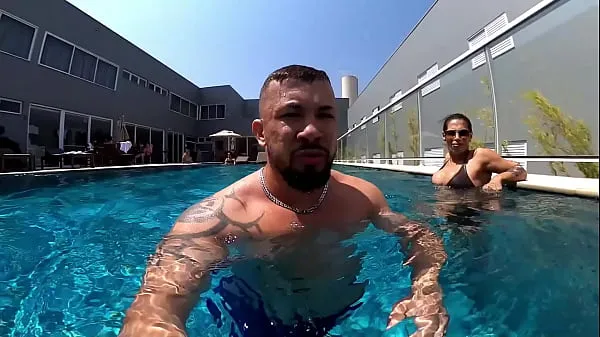 Big Married woman has sex with unknown employee in pool warm Tube