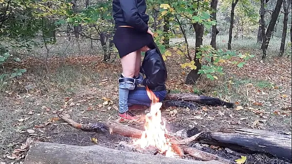 Μεγάλος Beautiful public sex in the forest by the fire - Lesbian Illusion Girls θερμός σωλήνας