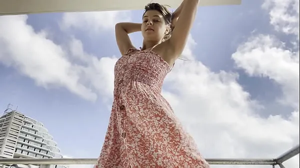 Big Maria in Summer dress without panties warm Tube