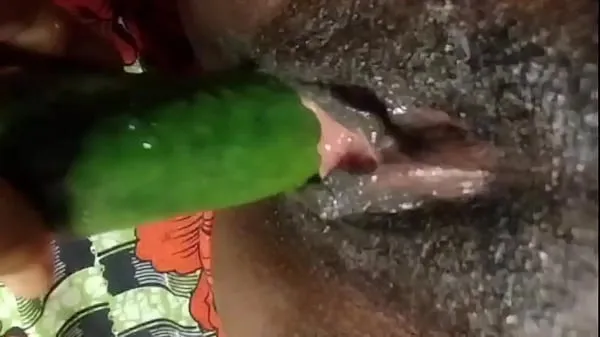 Big Cyndy Blackslave - Cucumber fuck with squirt warm Tube