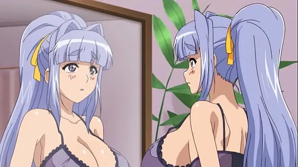 Große Süßes Hentai-Mädchen mit blauen Haaren und dicken Möpsen genießt Sexwarme Röhre