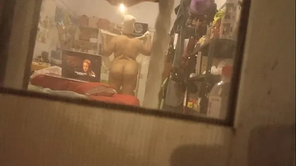 Big My step aunt left the curtains open and I was able to record her while she was getting dressed after the shower warm Tube