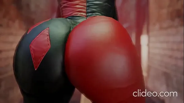 Grote Harley Quinn shaking her bubble booty warme buis