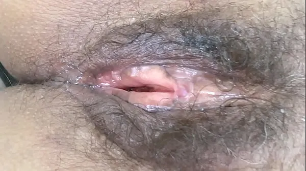 Big Look at my hairy pussy wide open after having fucked, I love being fucked warm Tube