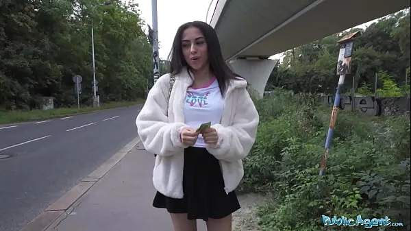 Big Public Agent - Pretty British Brunette Teen Sucks and Fucks big cock outside after nearly getting run over by a runaway Fake Taxi warm Tube