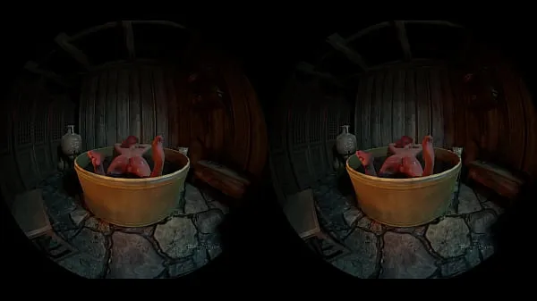 Stort The Awakening bath time VR hentai varmt rör