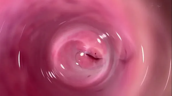 Internal camera into Mia's teen, tight and creamy vagina Tabung hangat yang besar