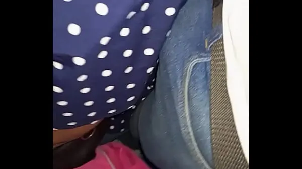 Big Harassed in the passenger bus van by a girl, brushes her back and arm with my bulge and penis warm Tube