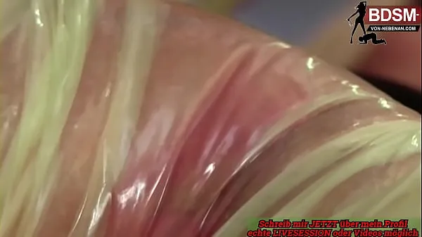 Big German blonde dominant milf loves fetish sex in plastic warm Tube