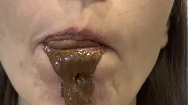 Big Chocolate Eating, Chocolate Spit and Chocolate Saliva warm Tube