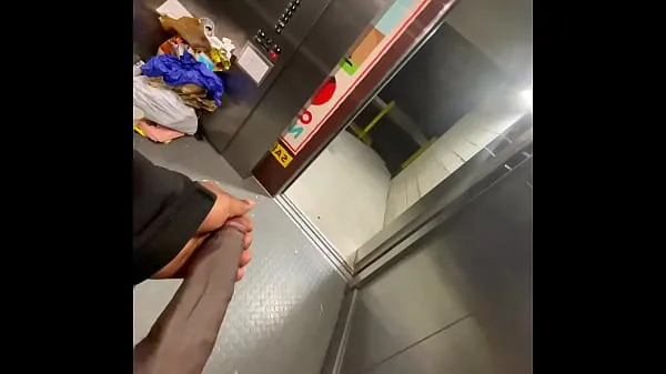 Büyük Bbc in Public Elevator opening the door (Almost Caught sıcak Tüp