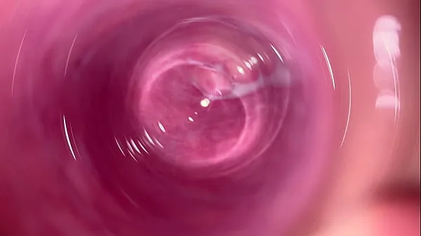 Big Camera inside my tight creamy pussy, Internal view of my horny vagina warm Tube