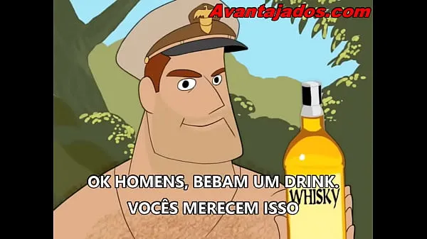 Stort Cartoon Gay Military Personnel On The Island varmt rør