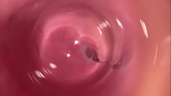 Grande Câmera interna dentro da vagina cremosa apertada, ponto de vista de Dick tubo quente
