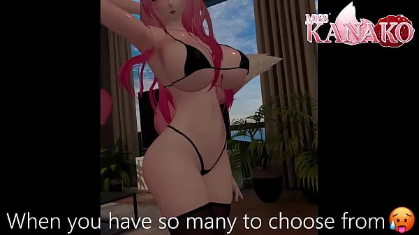 Big Vtuber gets so wet posing in tiny bikini! Catgirl shows all her curves for you warm Tube