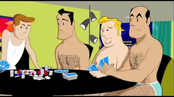 Duża Cartoon Gay Orgia com Machos no Poker ciepła tuba