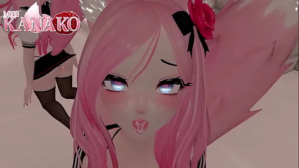 Grande VTUBER CAT GIRL gives you a BJ while you get a view UP HER SKIRT!!!! CUM IN MOUTH FINISHtubo caldo
