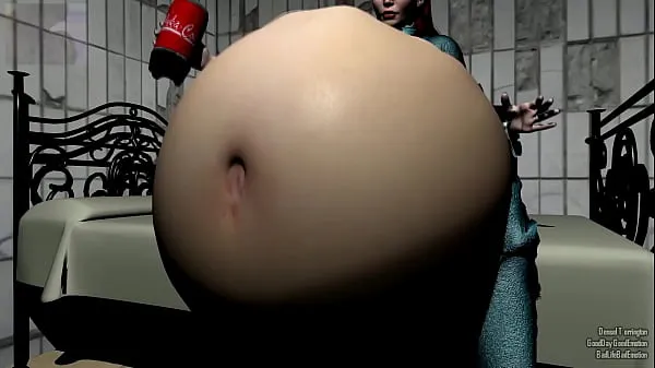 Big fallout woman grows after drinking soda warm Tube