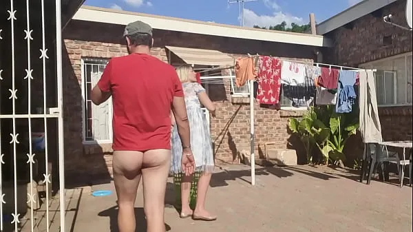 Big Outdoor fucking while taking off the laundry warm Tube
