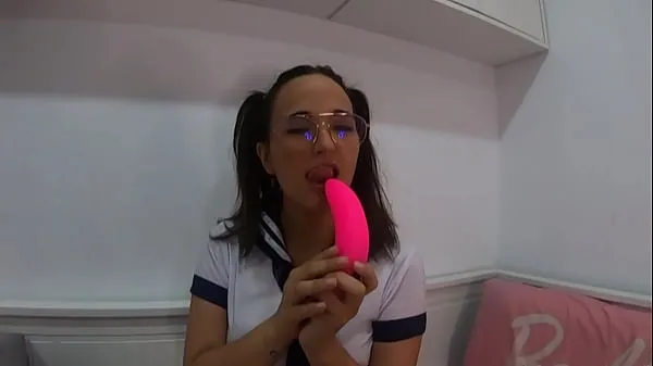 Stort Cosplay student girl with glasses pigtail and dildo -CLAUDIA BAVEL varmt rør