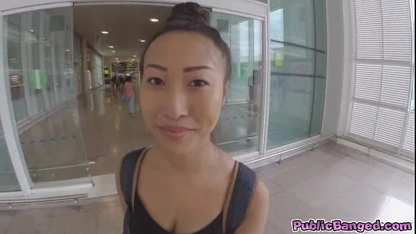 Big titted asian Sharon Lee fucked in public airport parking lot أنبوب دافئ كبير
